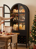 Arched wine bar cabinet in a dining room