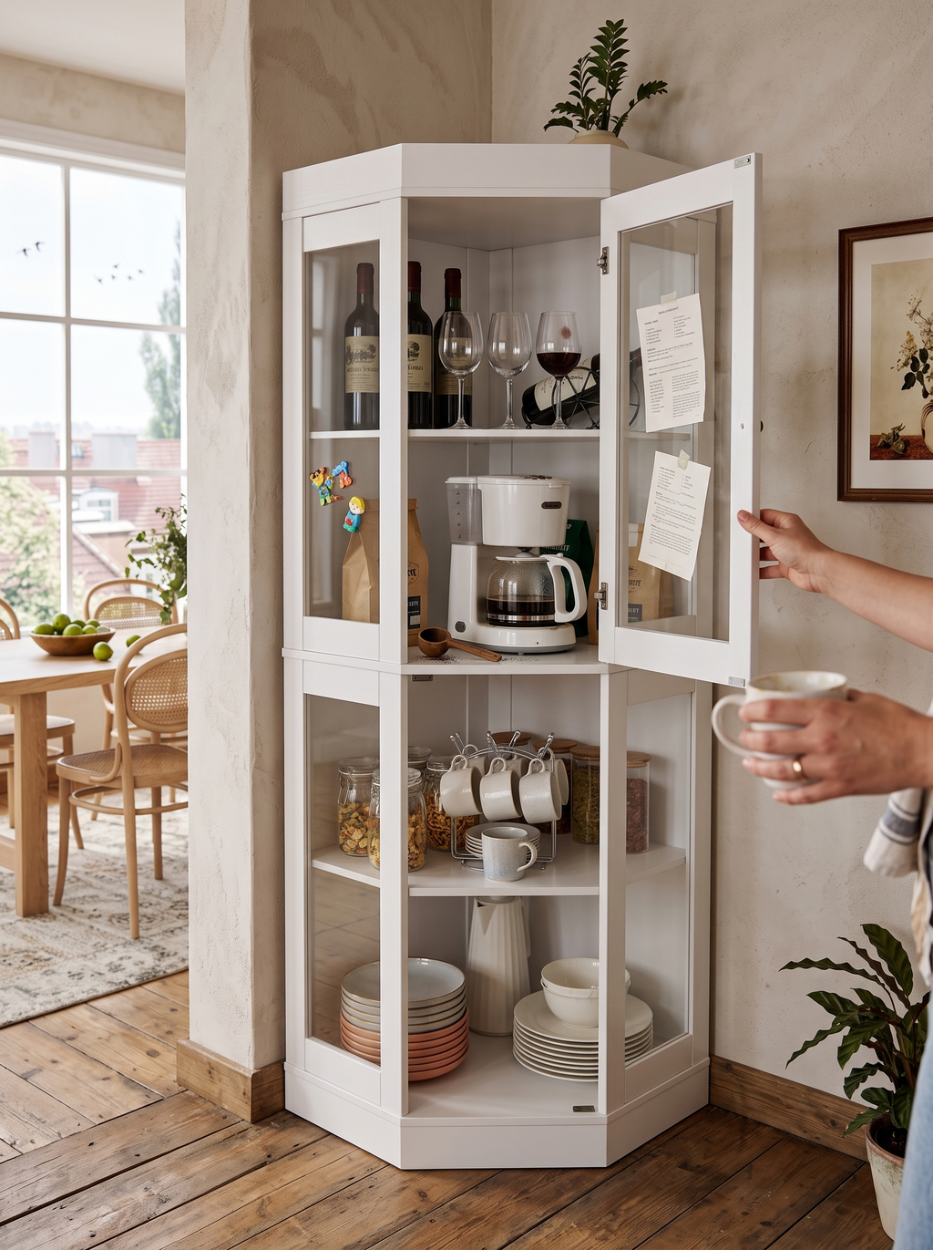 Four shelves of full height cabinet storage