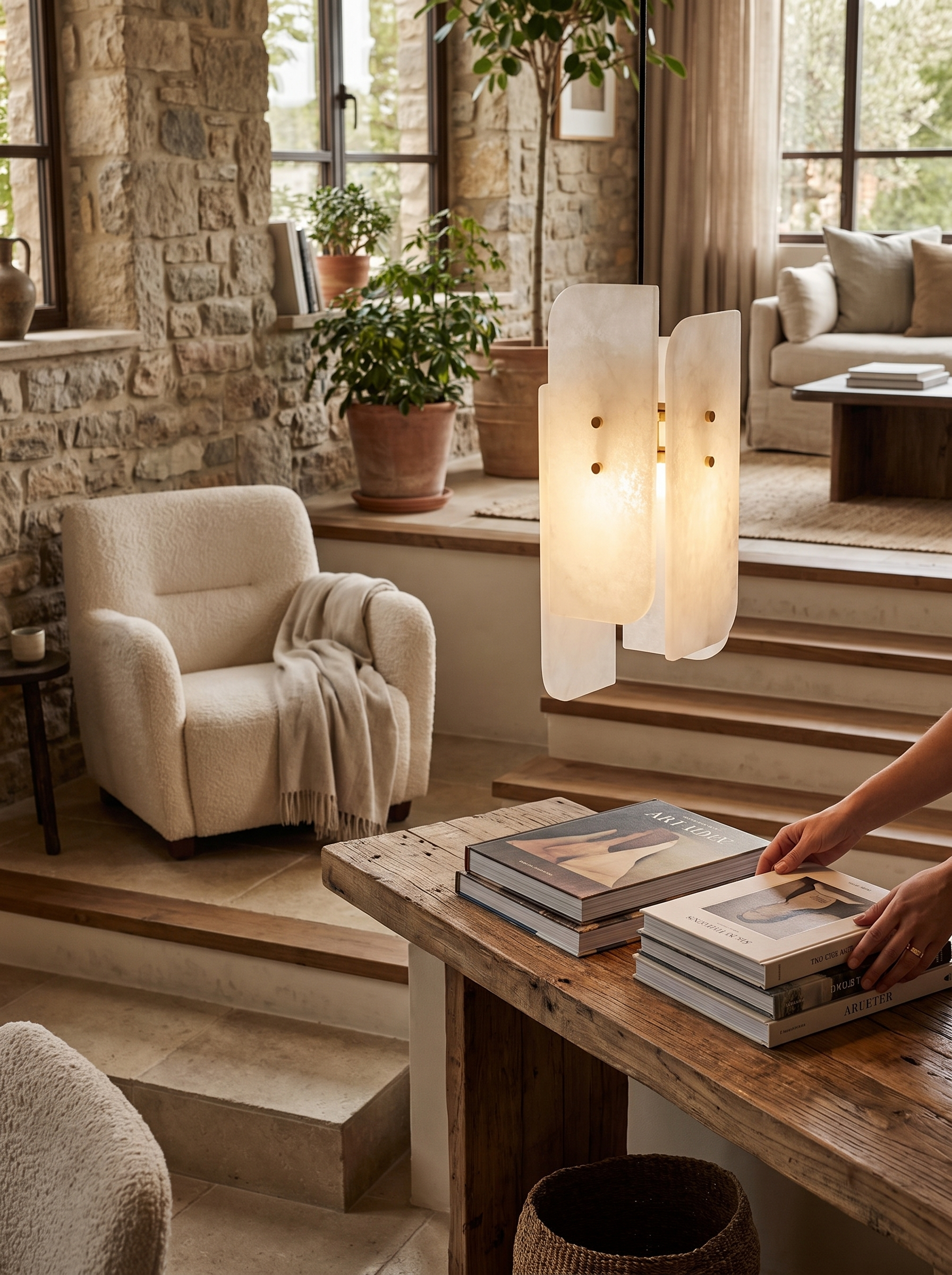 GOODNEST TERRACE terraced pendant profile above a dining table