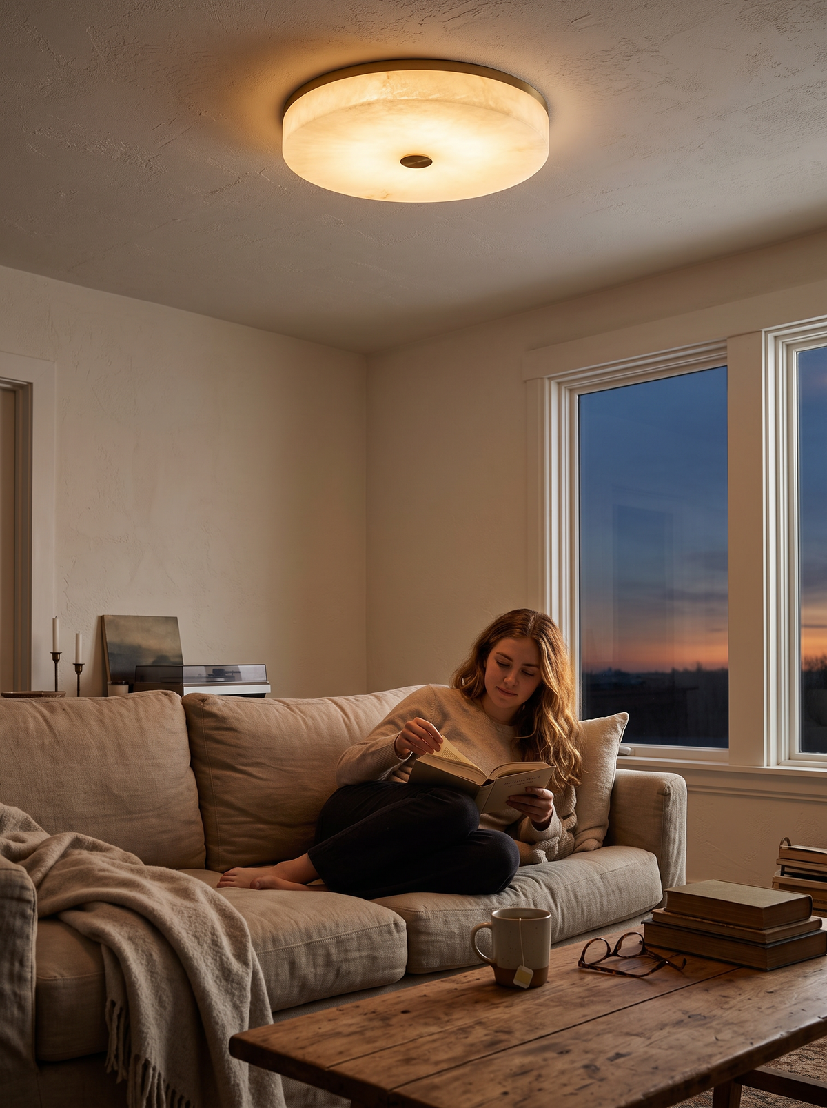 ZENITH broad alabaster disc in a living room