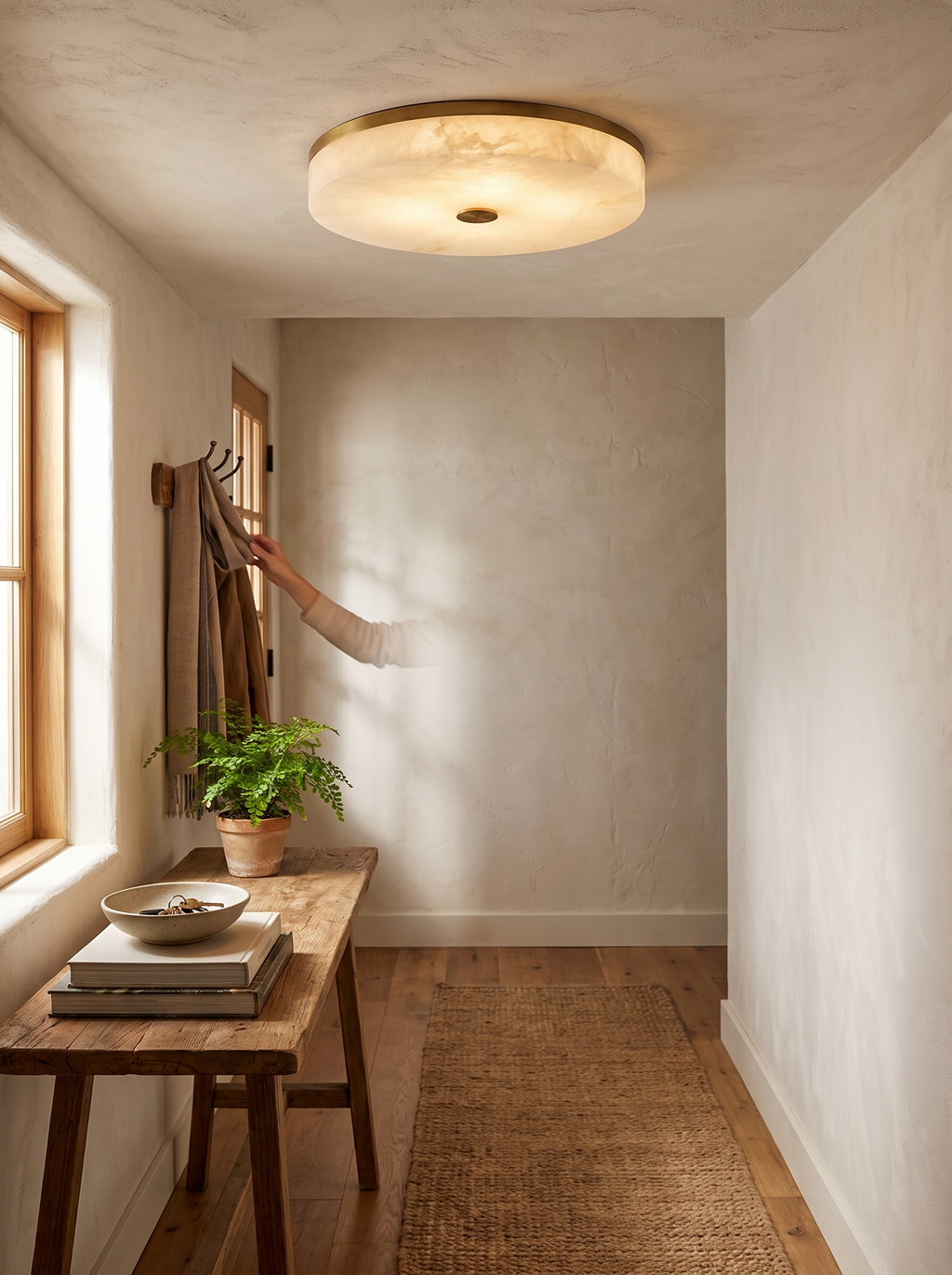 ZENITH alabaster ceiling light lit stone