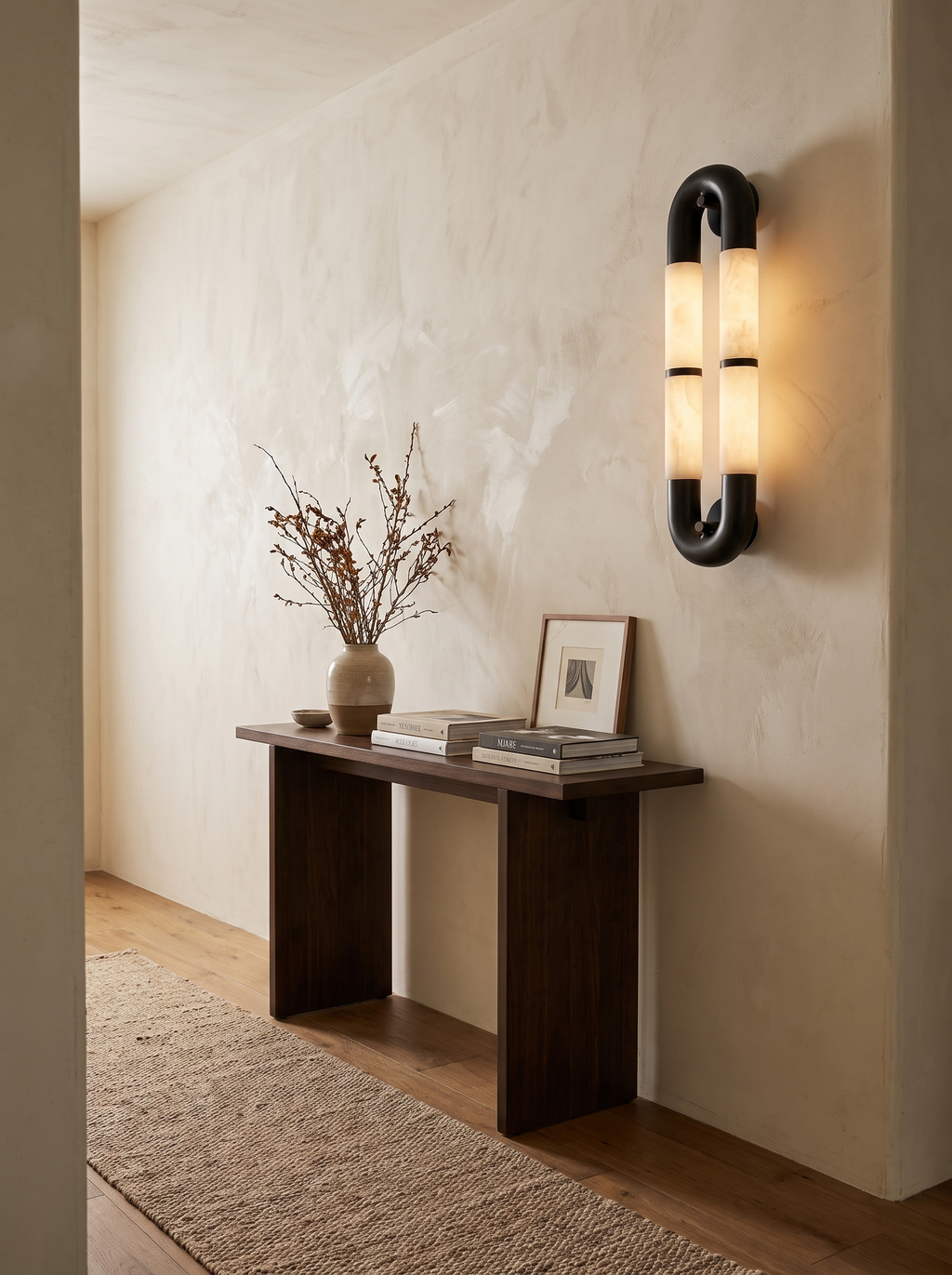 HOOP alabaster loop wall light black frame