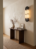 HOOP alabaster loop wall light black frame