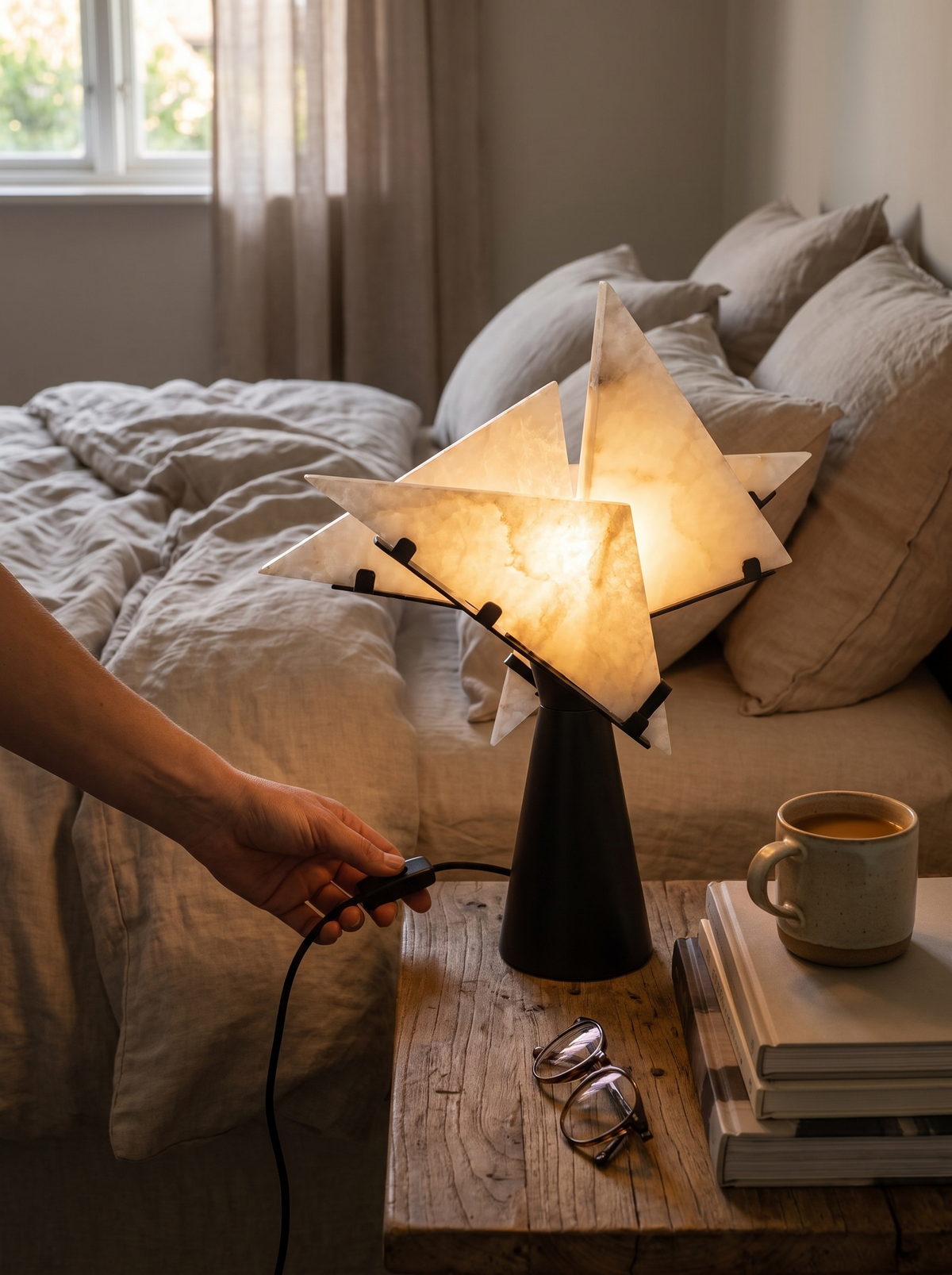 GOODNEST SIENNA table lamp showing movement in daylight
