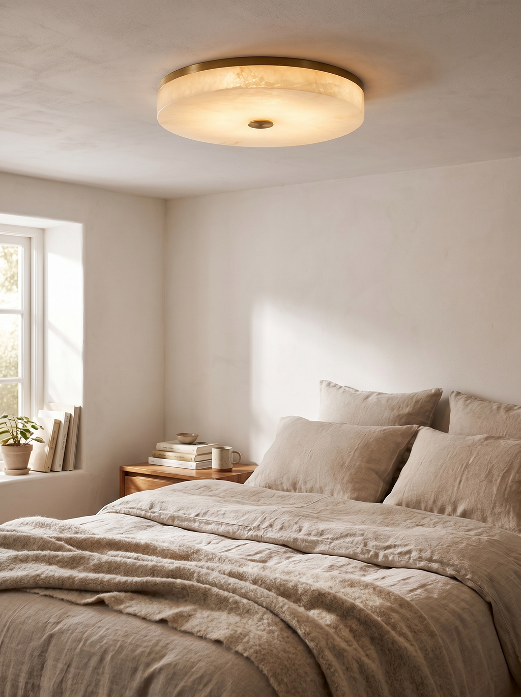 GOODNEST ZENITH round ceiling light with brass rim and centre detail