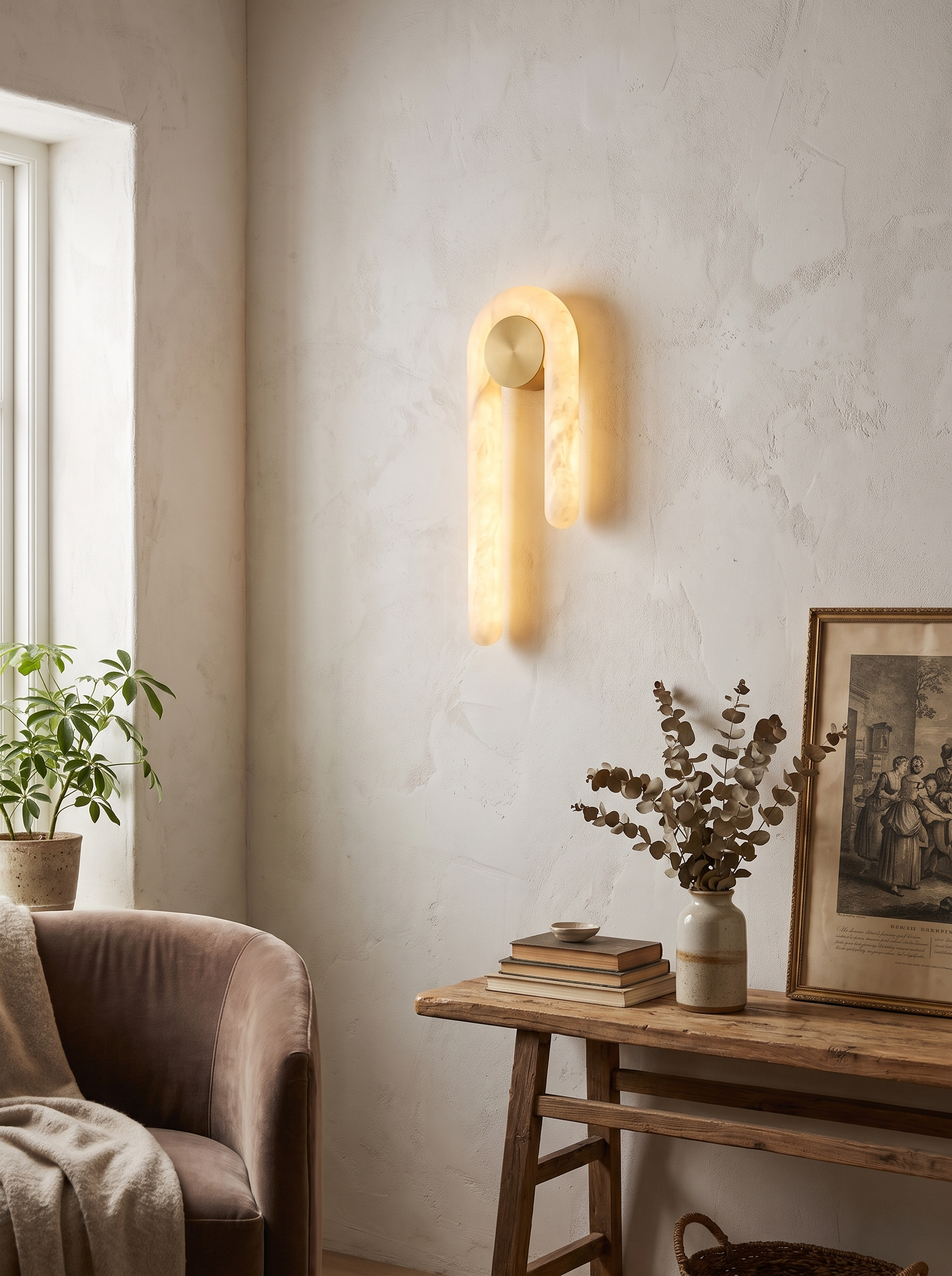 GOODNEST PORTAL softly lit alabaster arch on a hallway wall