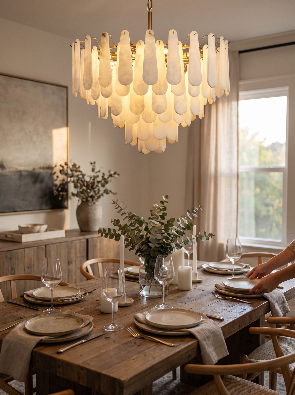 HALLOW chandelier above a dining table