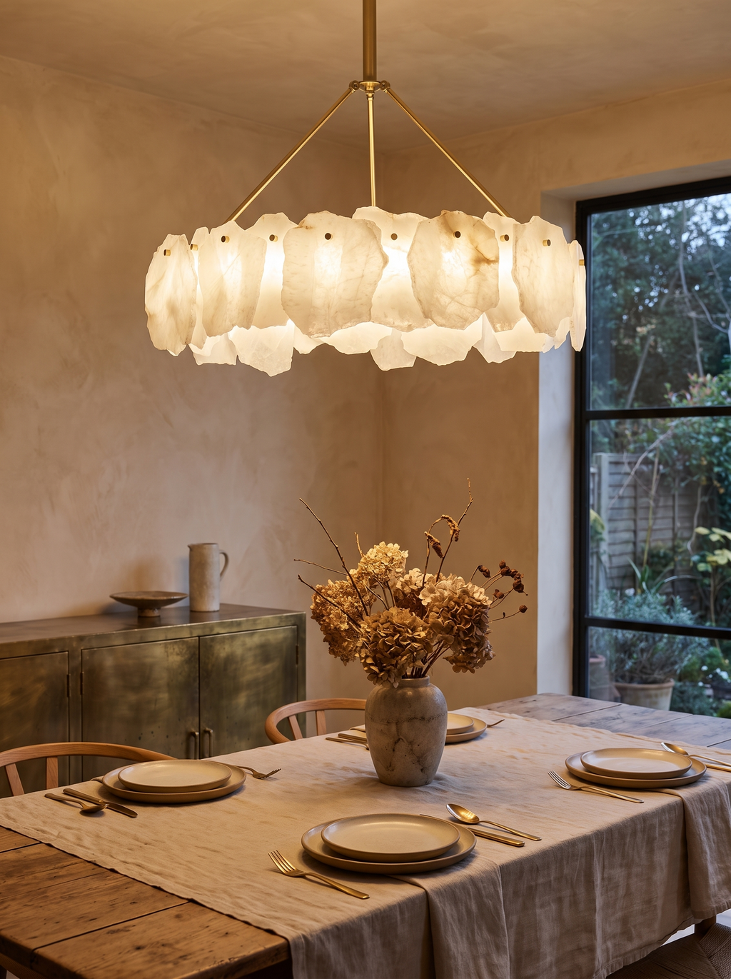 MERIDIA brass and alabaster chandelier