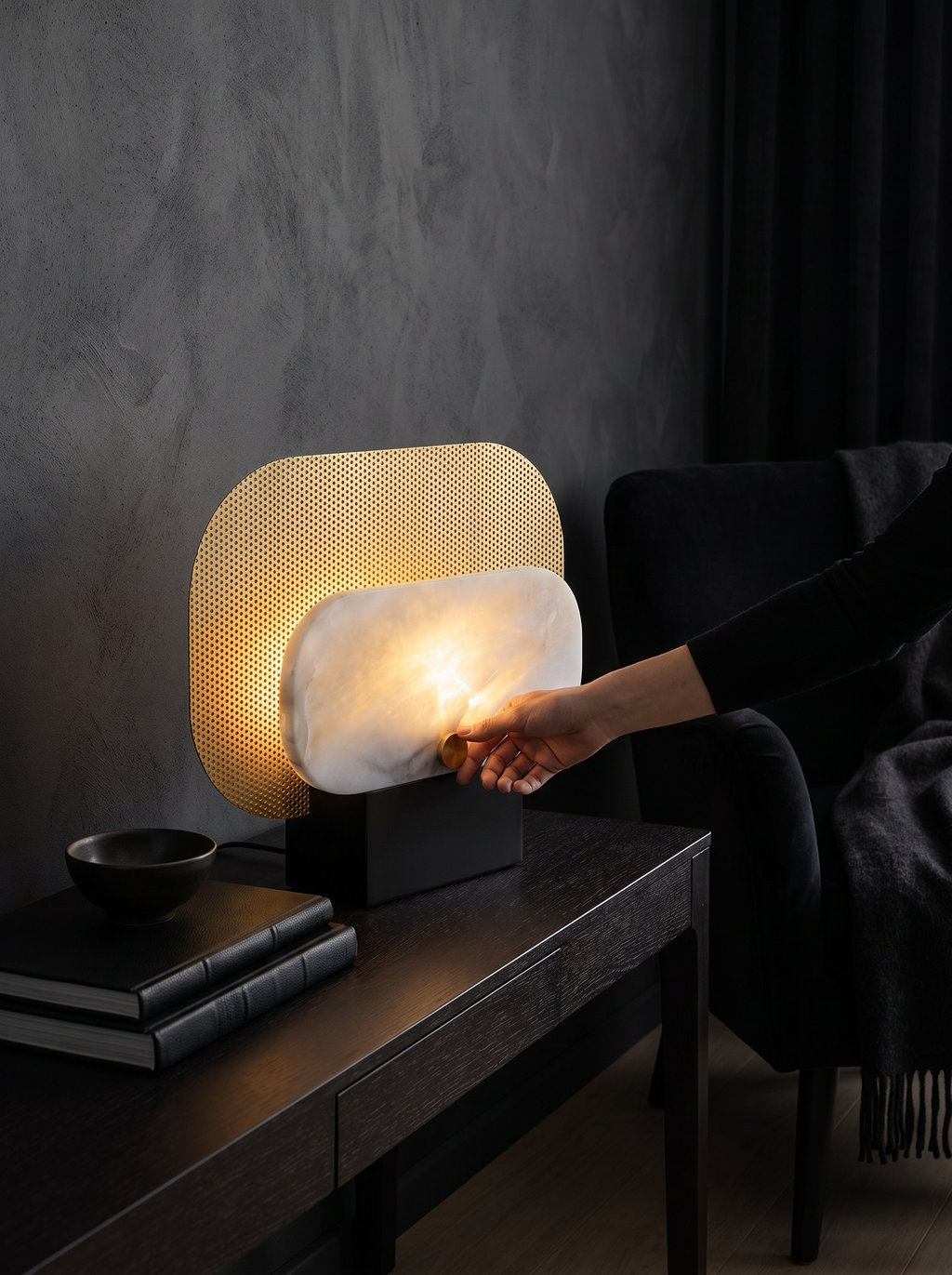 SEAM table lamp on a black base
