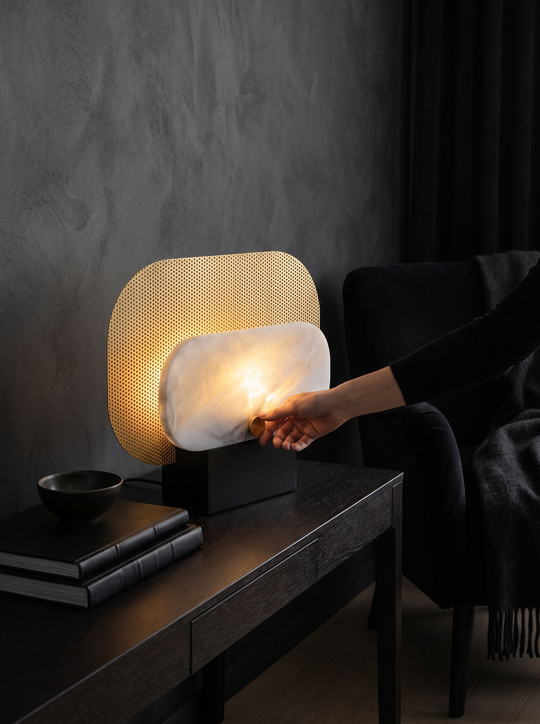 SEAM table lamp on a black base