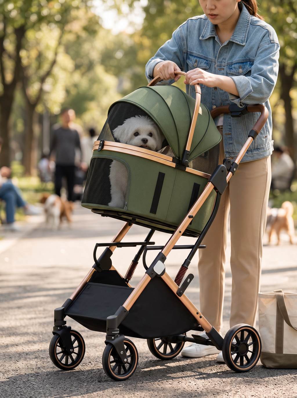 Pet carrier basket detached from a stroller frame