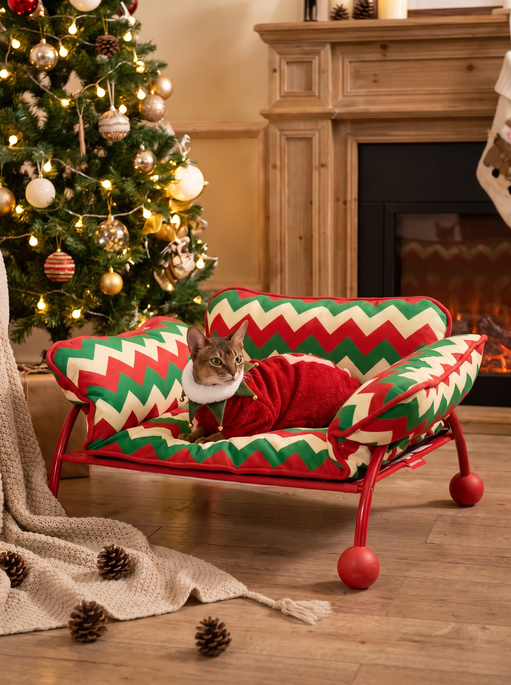 Padded pet sofa cover lifted from its frame