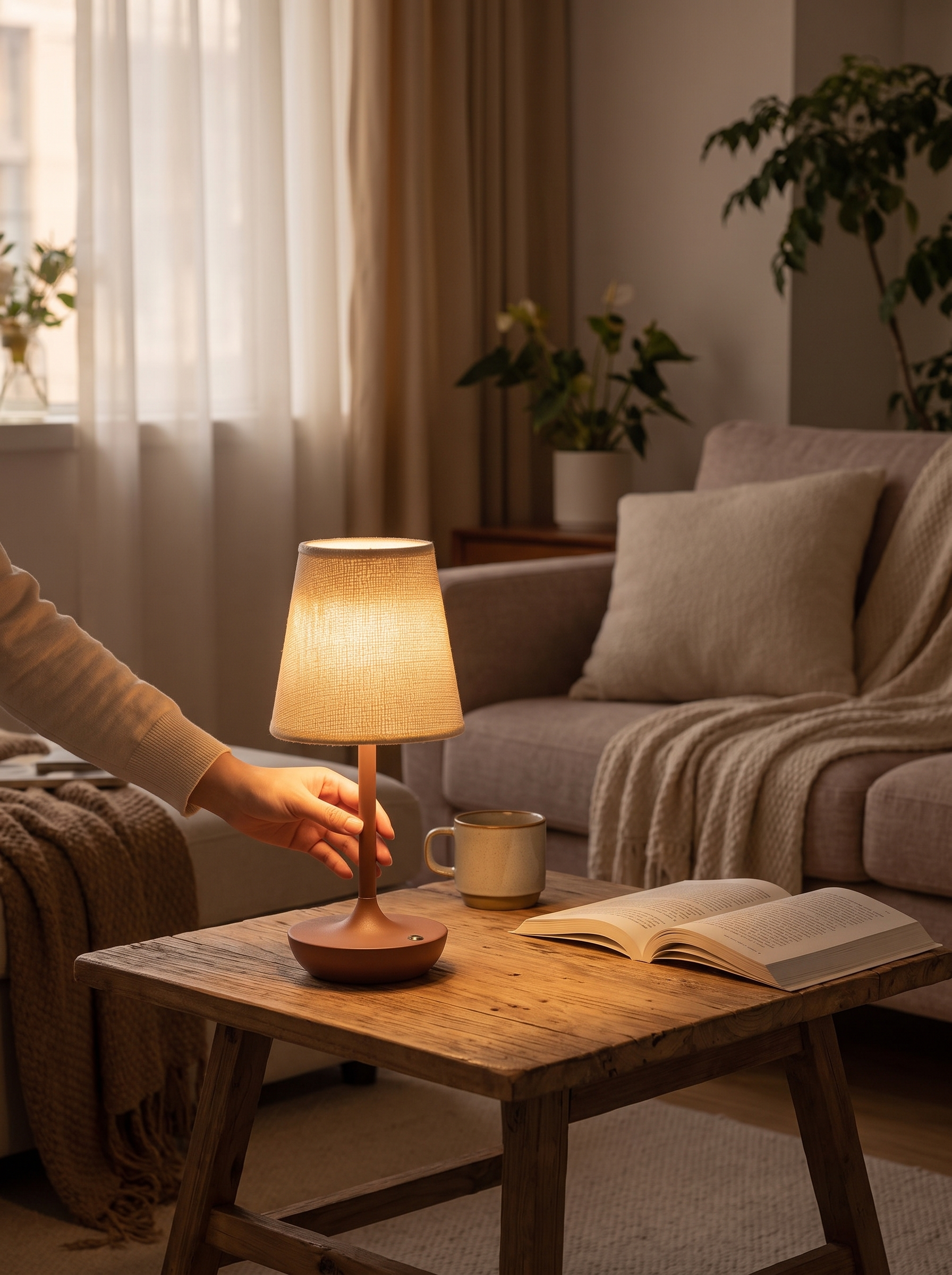 WICK cordless lamp carried through the house