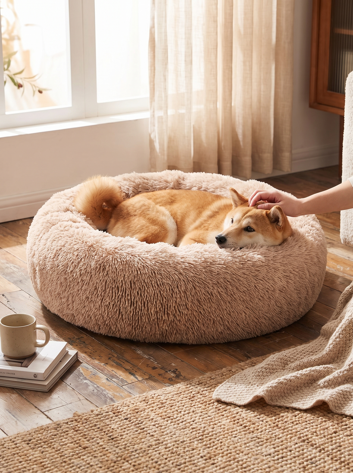 NEST dog bed raised rim head rest