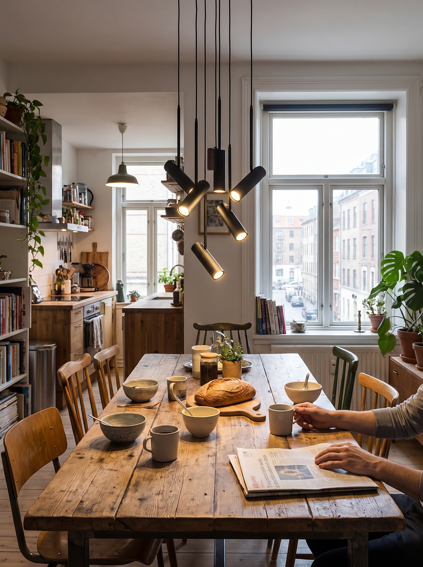 GOODNEST SPINE suspended bar carrying a row of spotlight heads