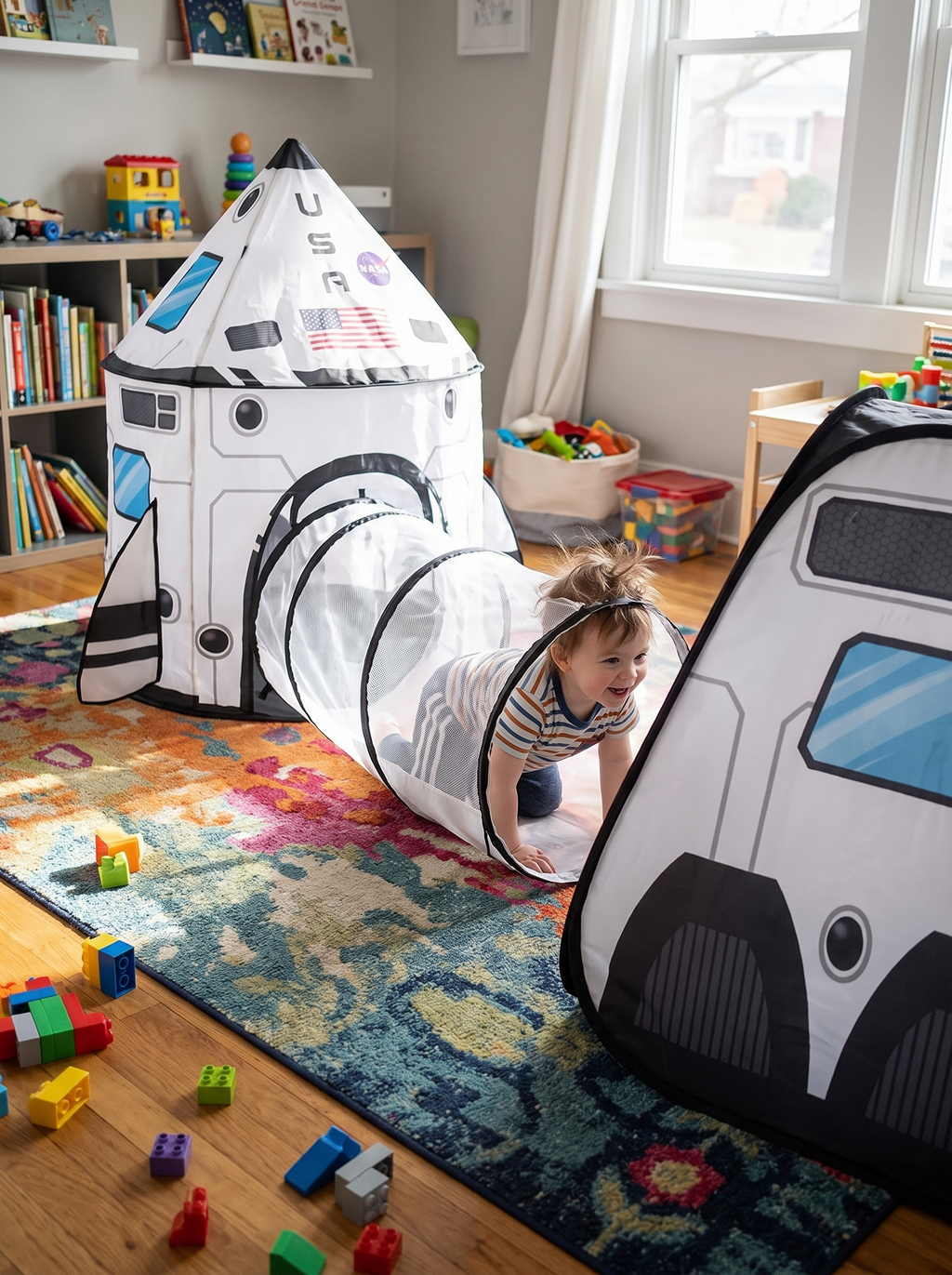 GOODNEST LAUNCH child crawling through the connecting tunnel