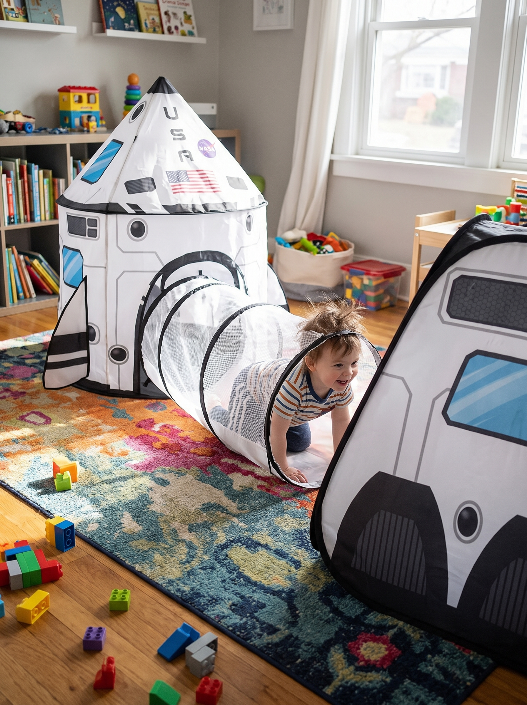 GOODNEST LAUNCH child crawling through the connecting tunnel