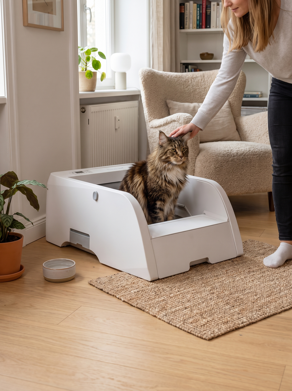 Open litter tray with clear views across the room