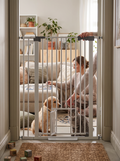 Pressure mounted pet gate in a doorway