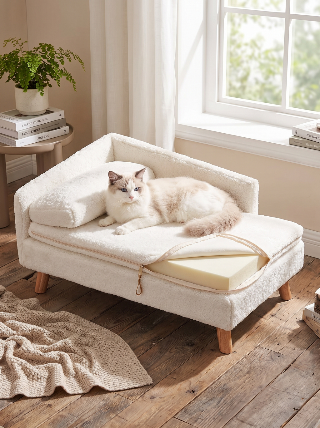 PERCH pet sofa plush cushion and wood legs