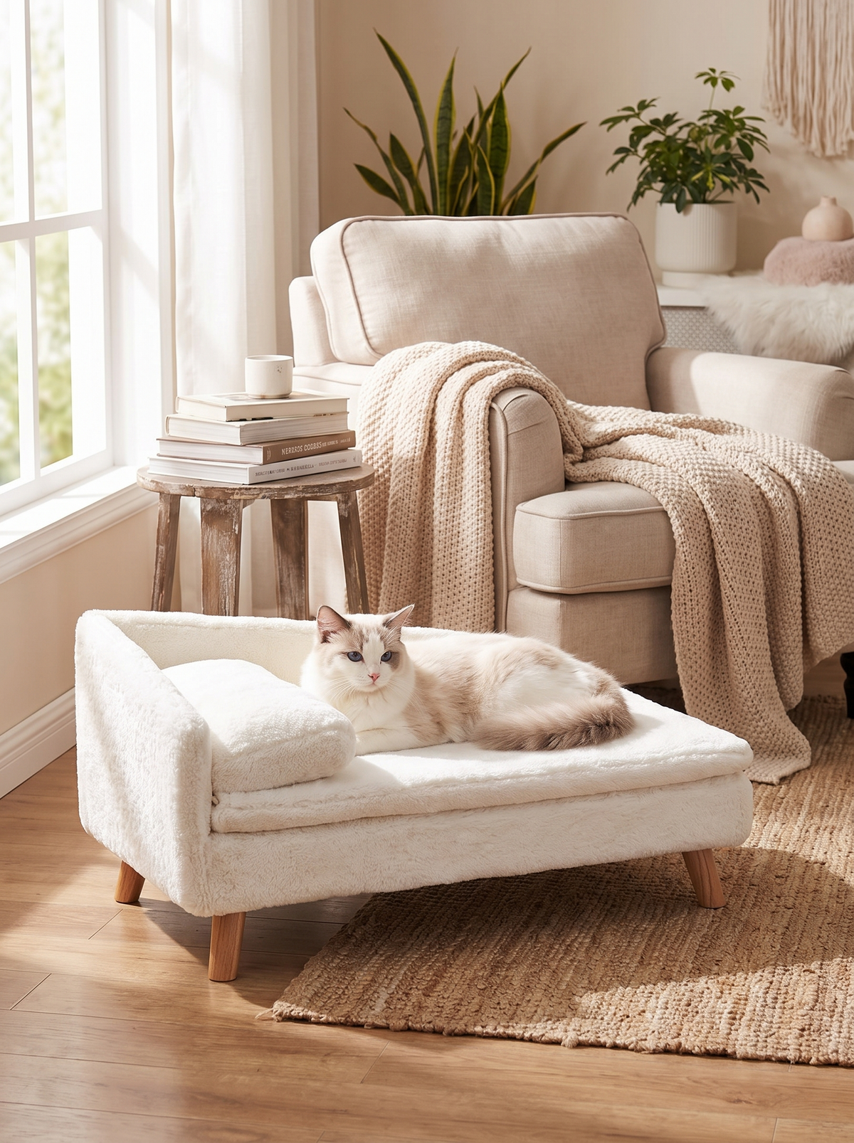 PERCH elevated pet sofa L shaped backrest
