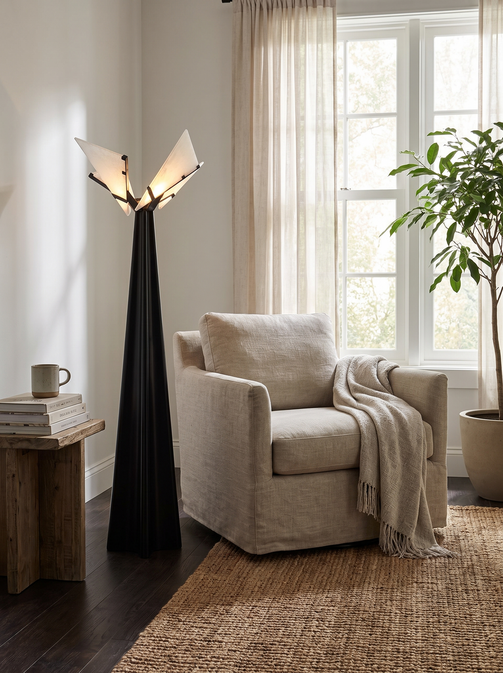 TERRA alabaster floor lamp composed head