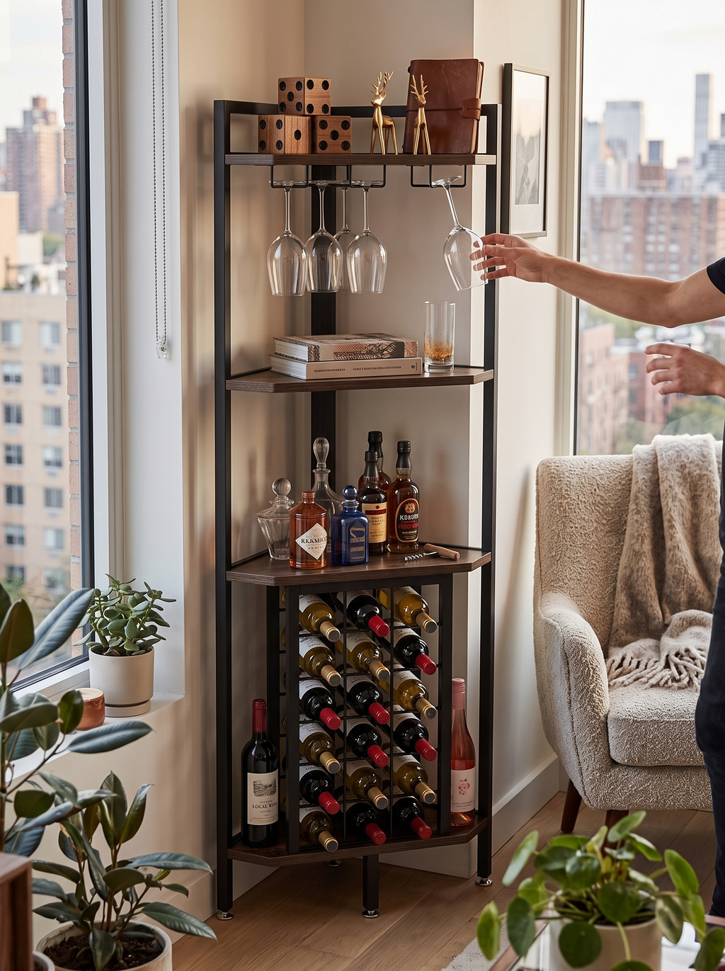 GOODNEST CORK four tier corner bar shelf