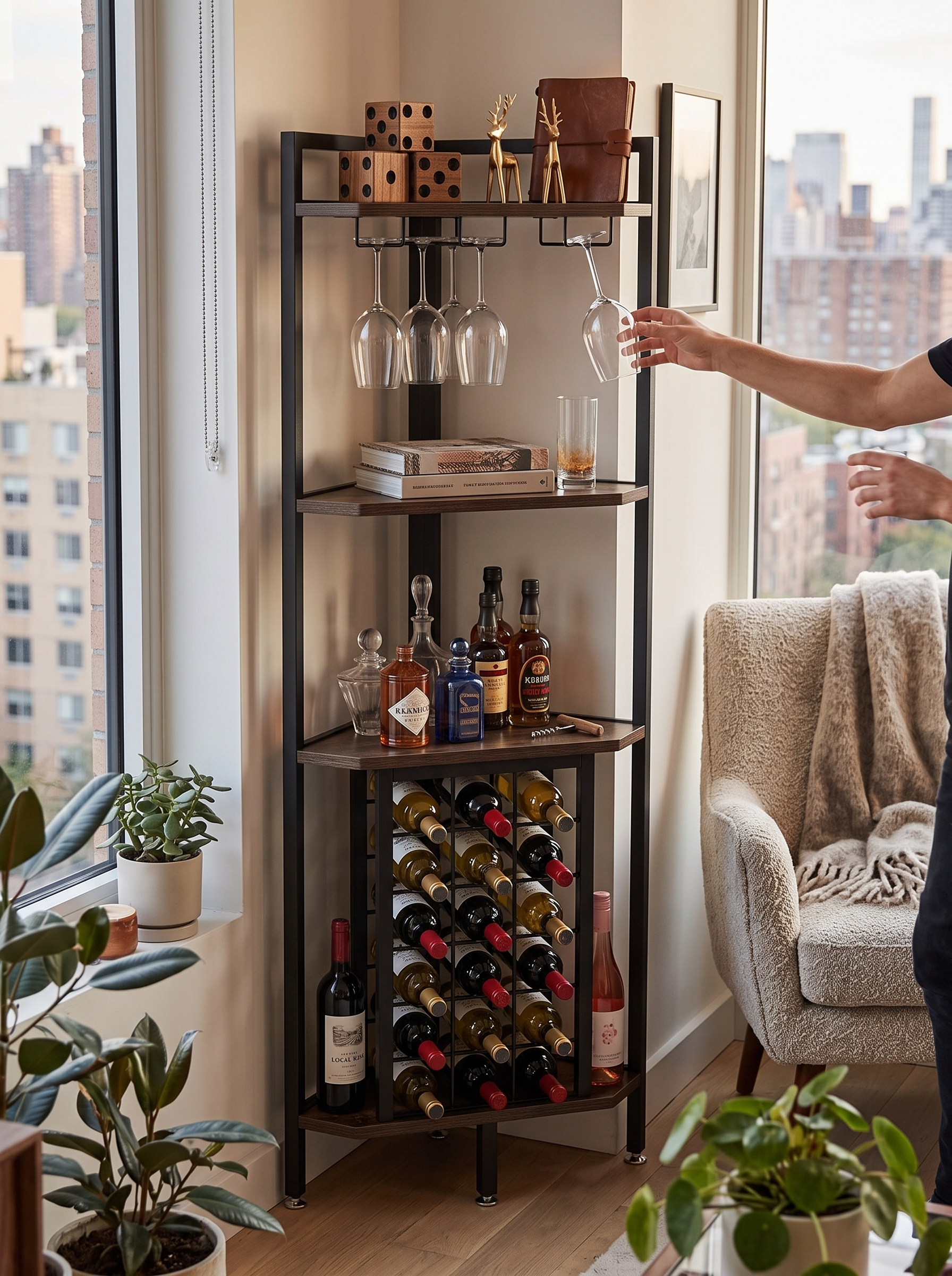 GOODNEST CORK four tier corner bar shelf
