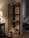 GOODNEST CORK corner wine rack tucked into a corner