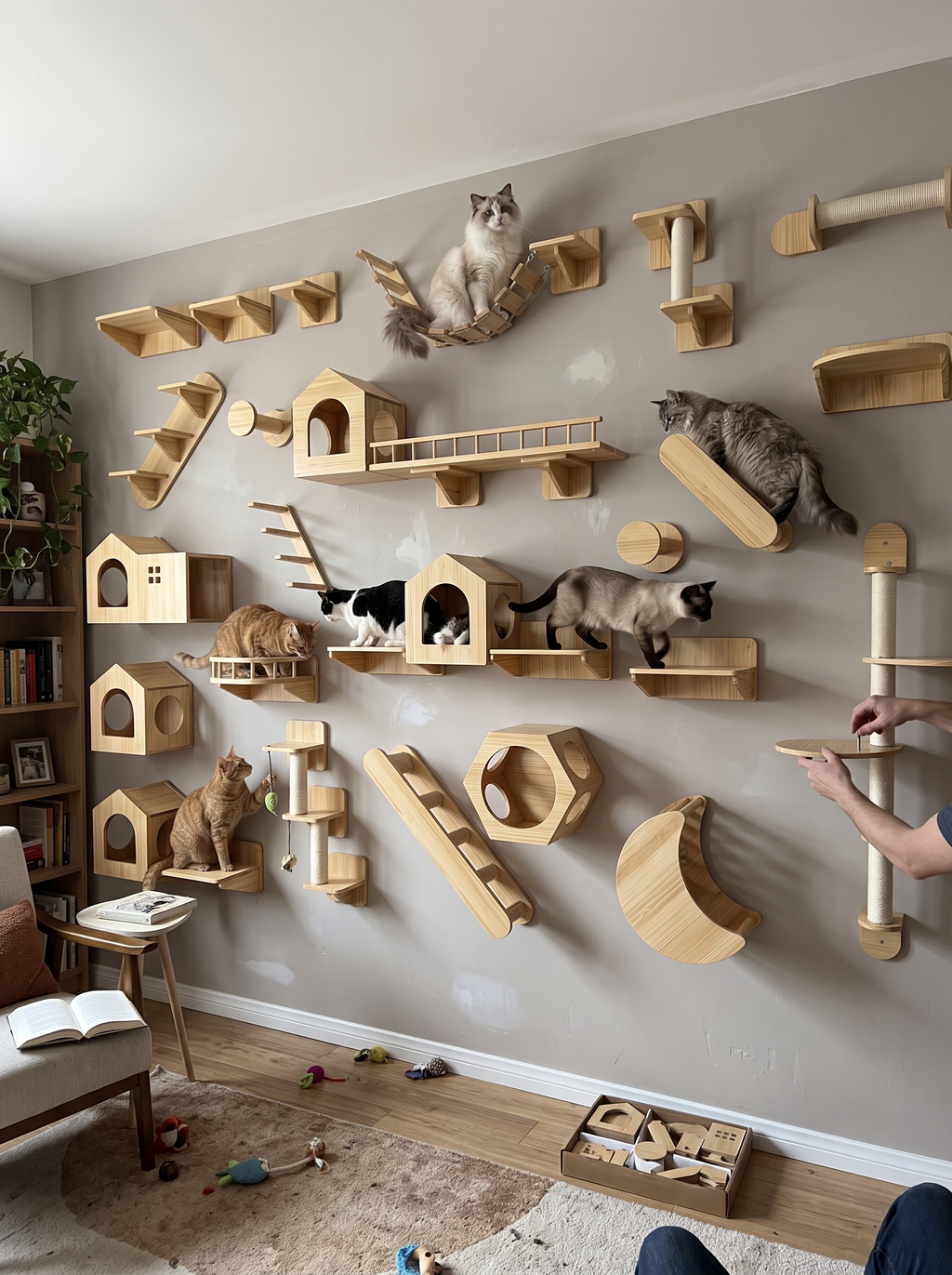 GOODNEST SCALE wall mounted cat route built from pieces