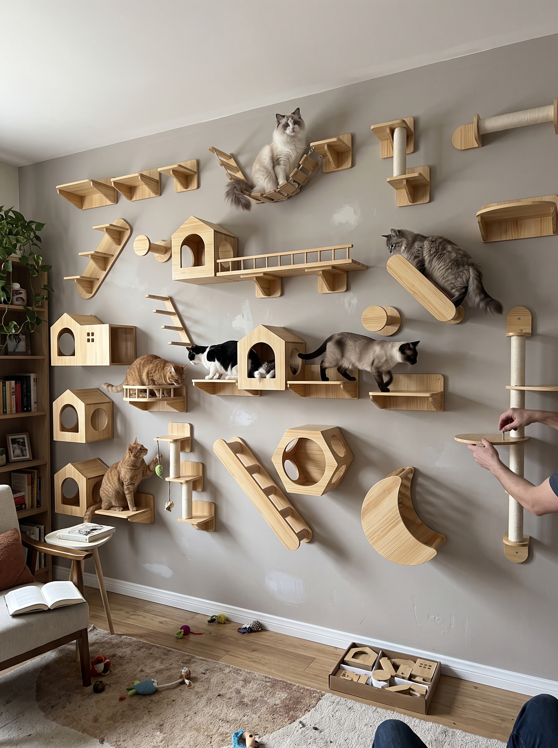 GOODNEST SCALE wall mounted cat route built from pieces