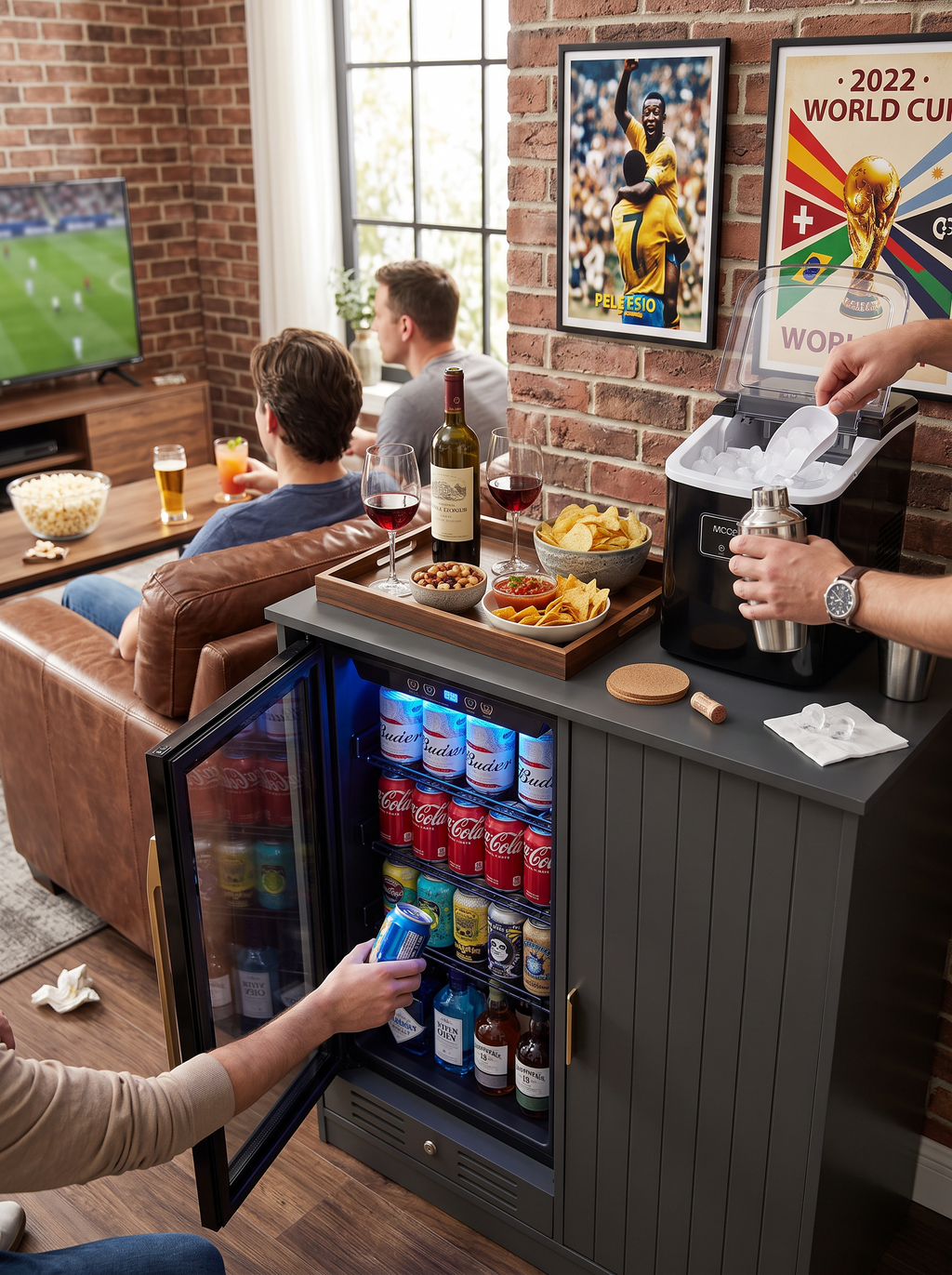 GOODNEST CELLAR holding snacks bottles and glasses
