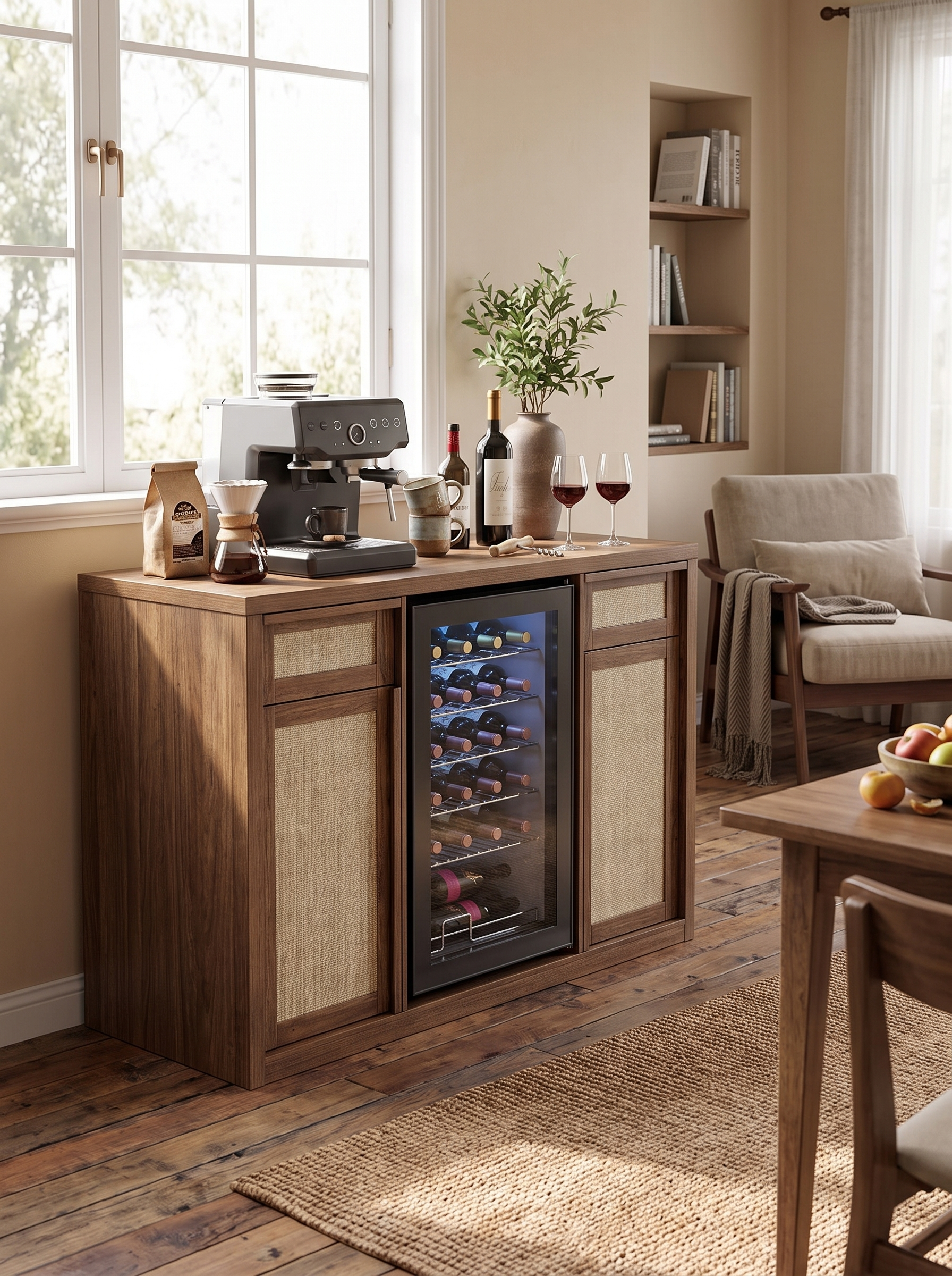 GOODNEST BARISTA holding beans grinder and cups