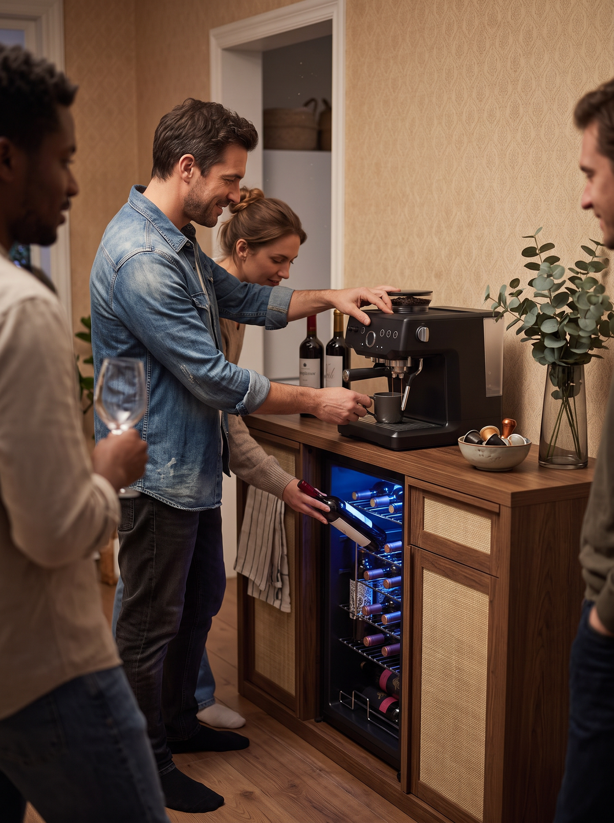 GOODNEST BARISTA with espresso machine in the centre bay