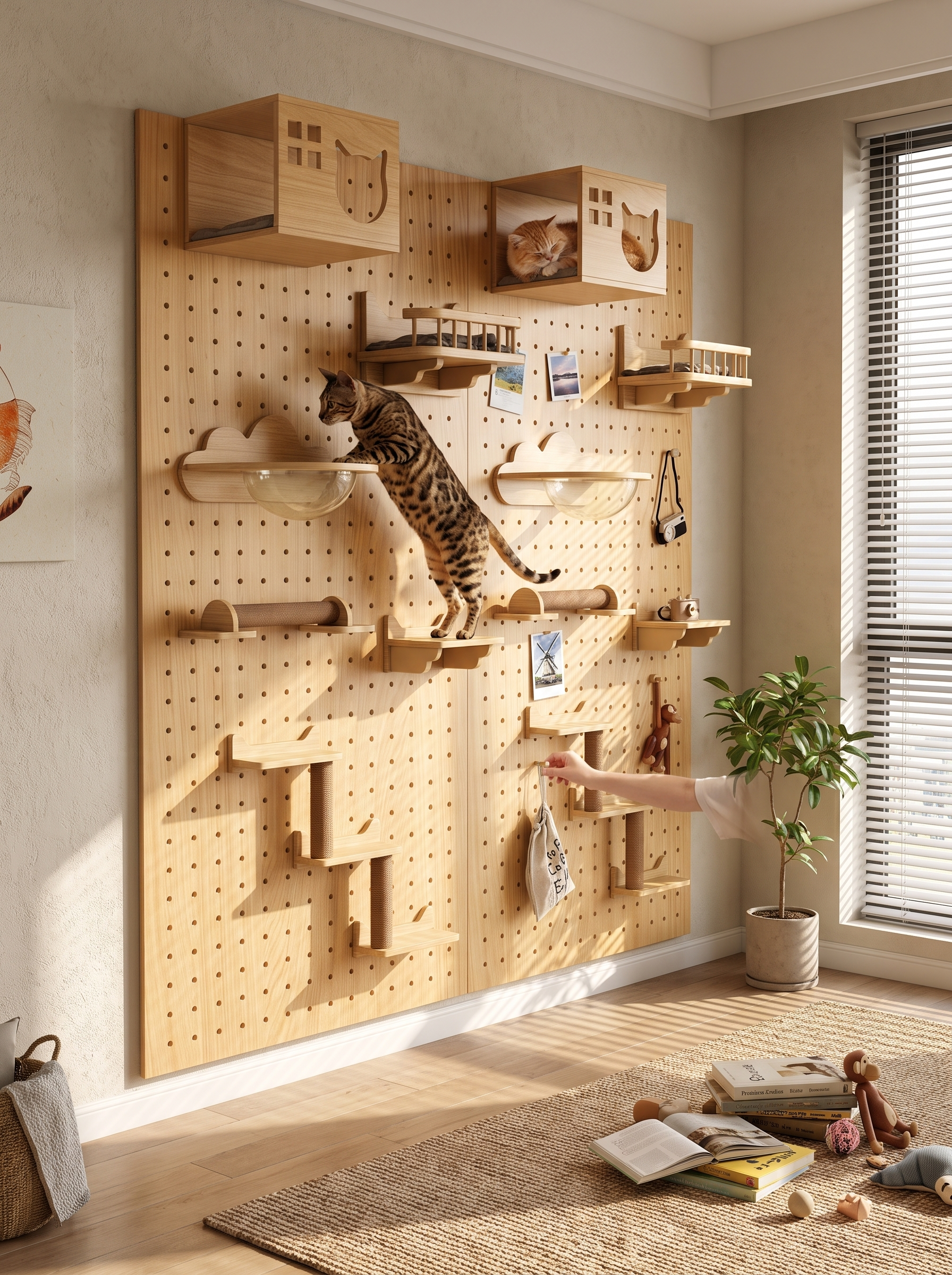GOODNEST CATWALK pegboard cat wall sized to the wall