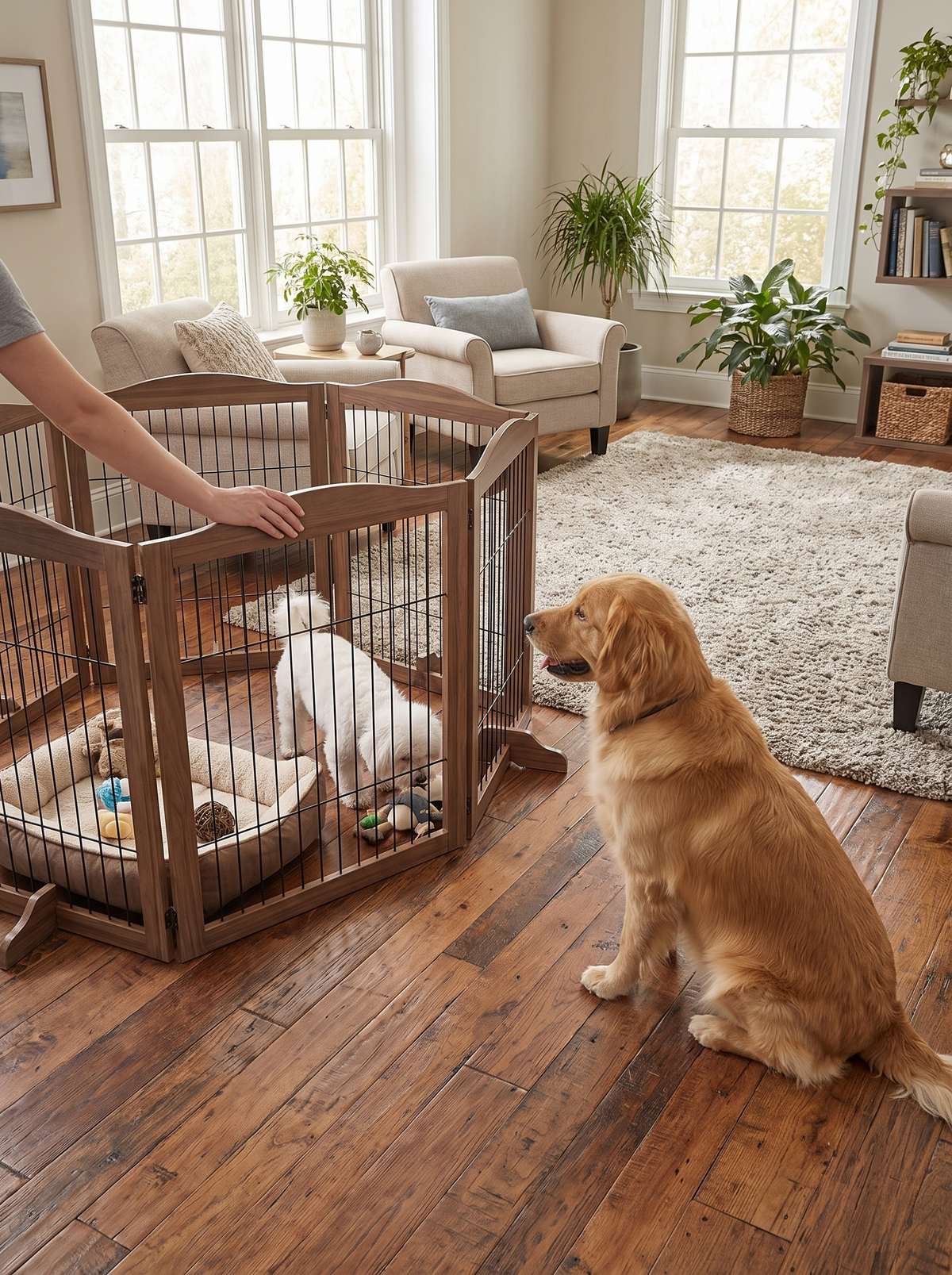 GOODNEST GROVE 6 timber playpen shaped to a room