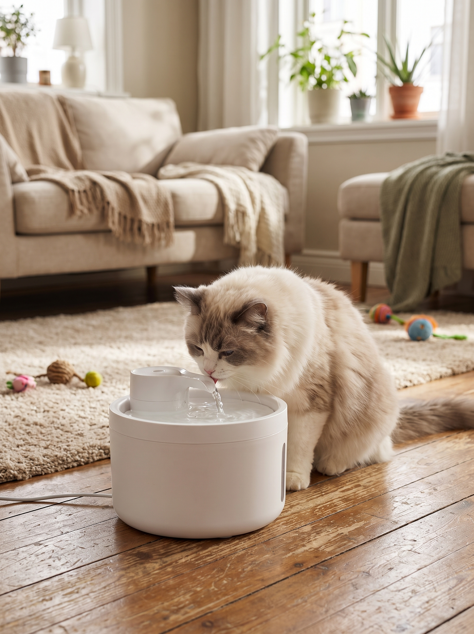 GOODNEST SPRING fountain dispensing as a pet approaches