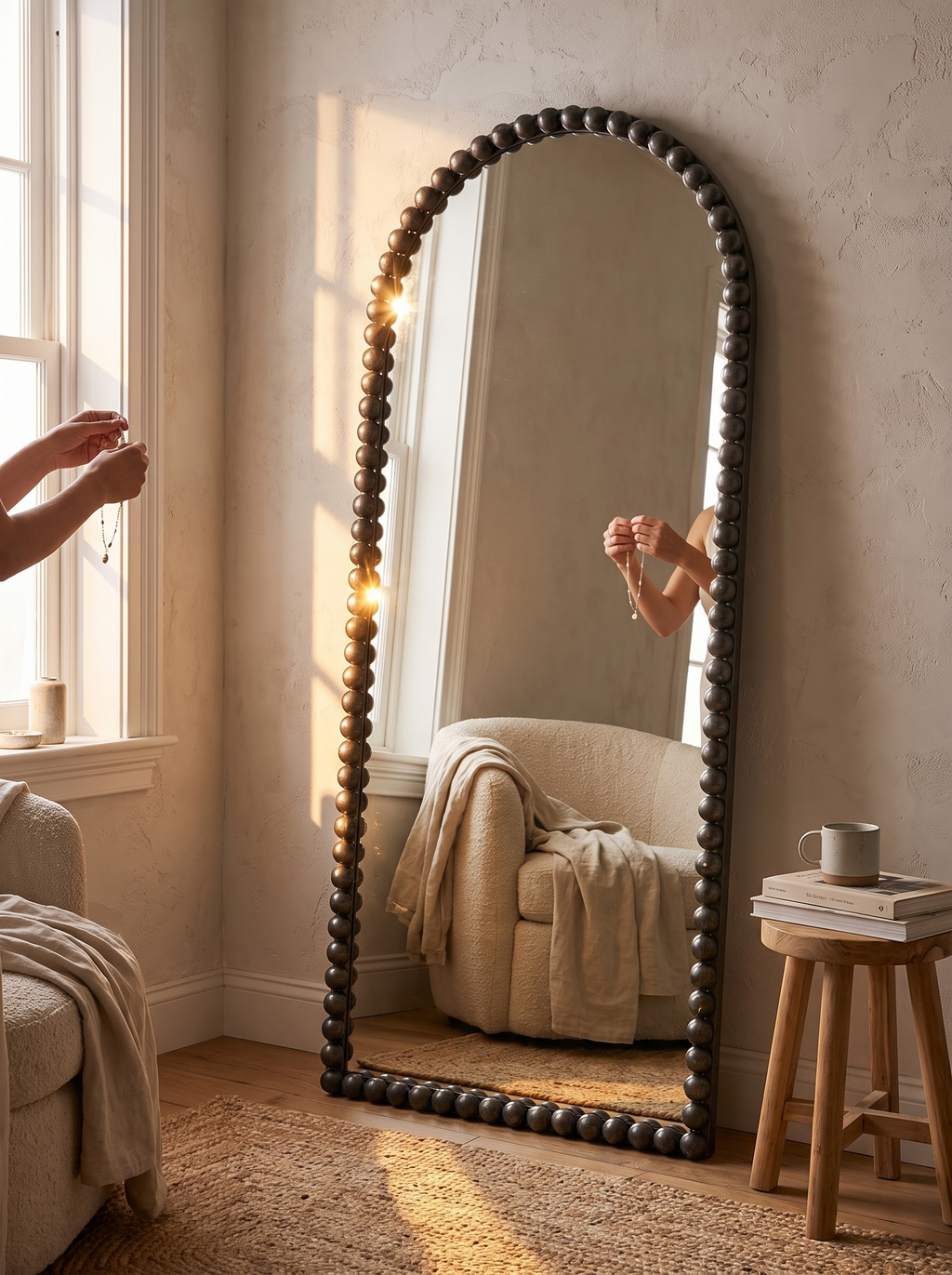 GoodNest Filigree 57 inch beaded arch mirror