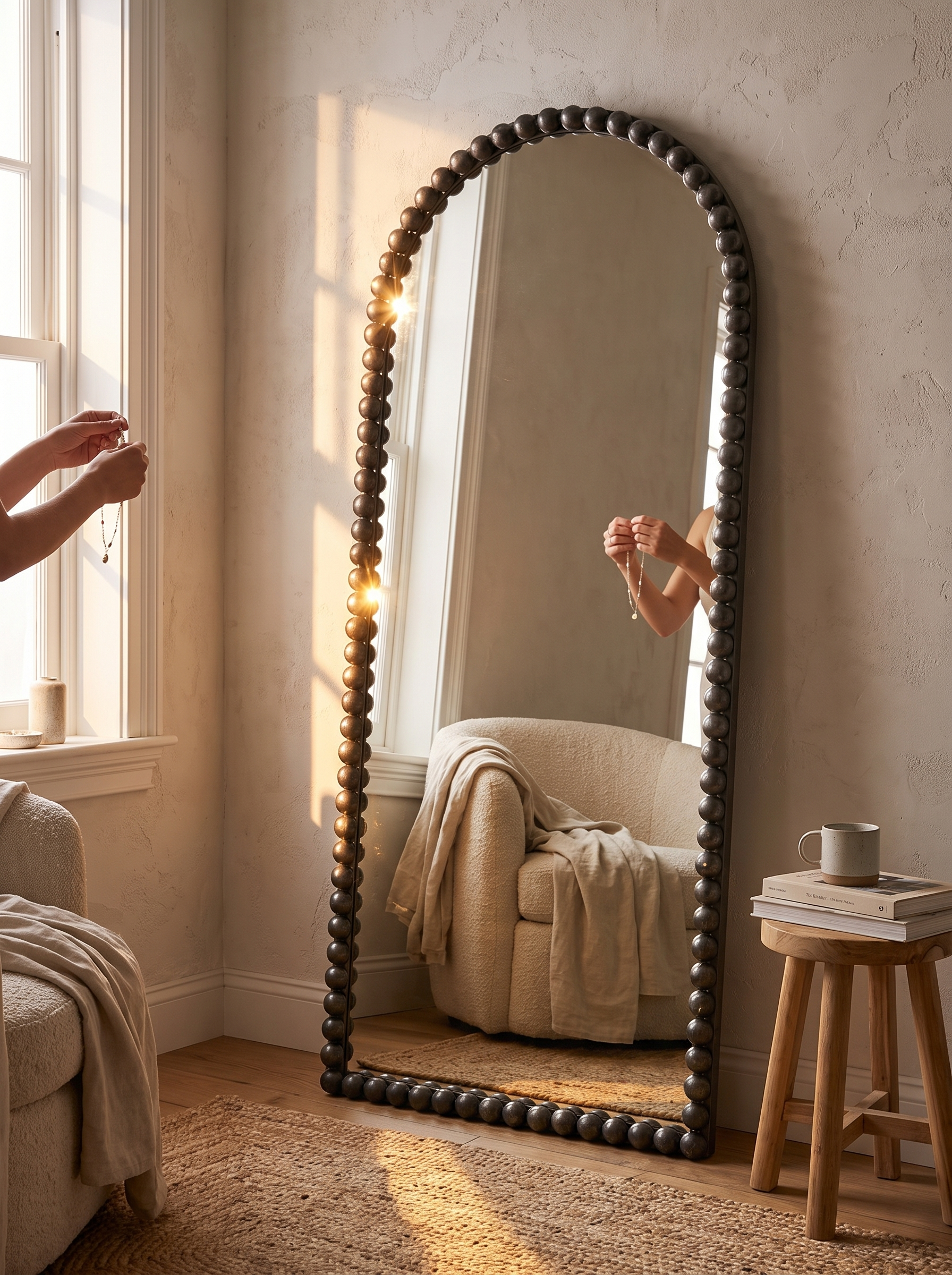 GoodNest Filigree 57 inch beaded arch mirror
