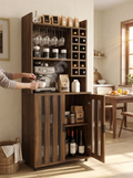 GOODNEST RESERVE tall slim bar cabinet against a wall
