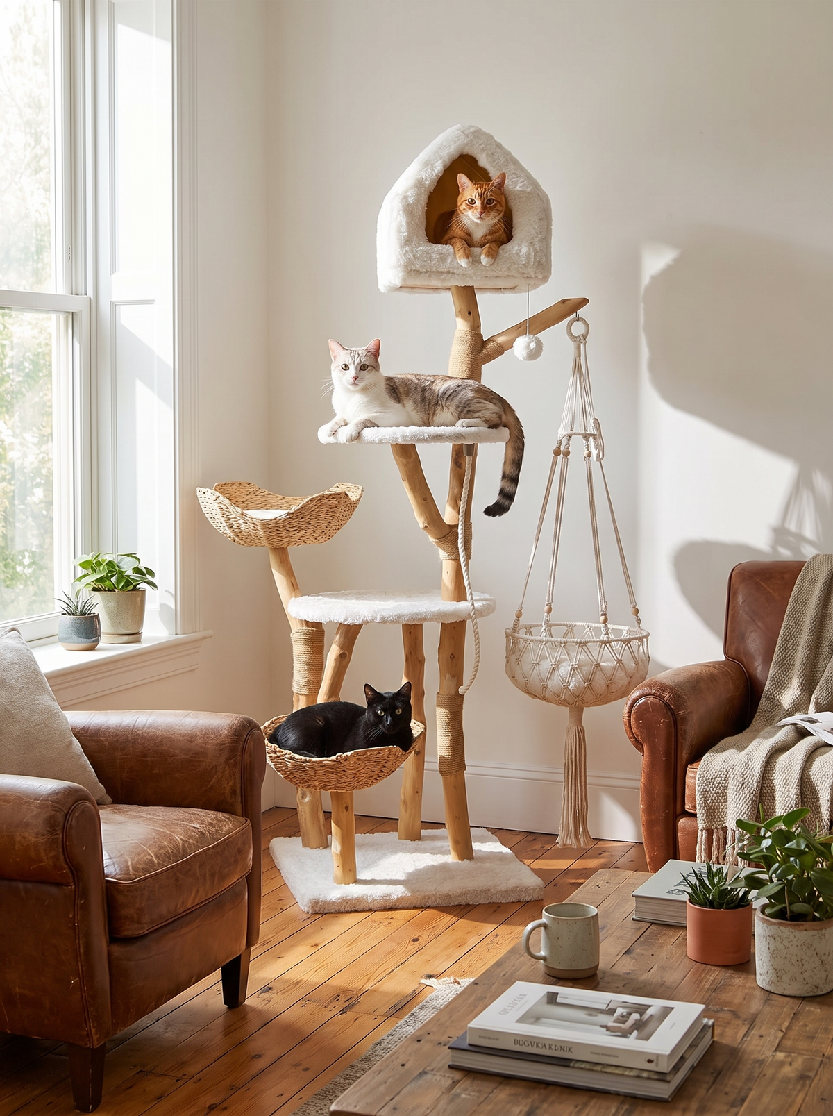 GoodNest Thicket solid wood cat activity tower in a modern home
