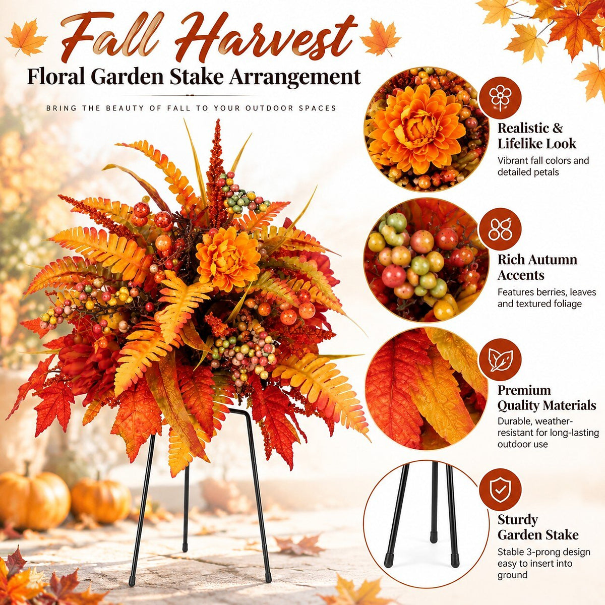 Sheaf 15.8" Harvest Floral Stake